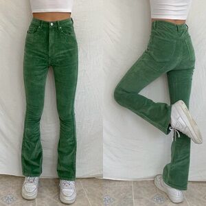 Emerald Green Corduroy Flared Pants